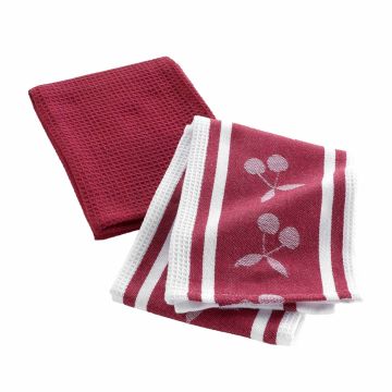 SET 2 STROFINACCI IN COTONE JACQUARD 50X70 CERISETTE RUBINO