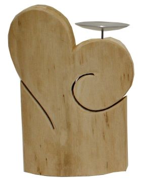 CUORE PORTACANDELA IN LEGNO H 33X22 CM