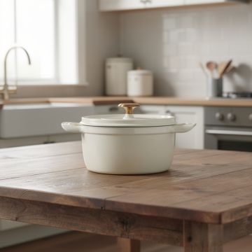 TRAMONTINA - COCOTTE CON COPERCHIO IN GHISA SMALTATA BIANCA 23.3 CM - 3,7 L
