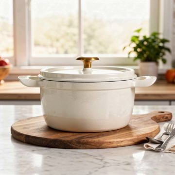 TRAMONTINA - COCOTTE CON COPERCHIO IN GHISA SMALTATA BIANCA 27.5 CM - 5,6 L
