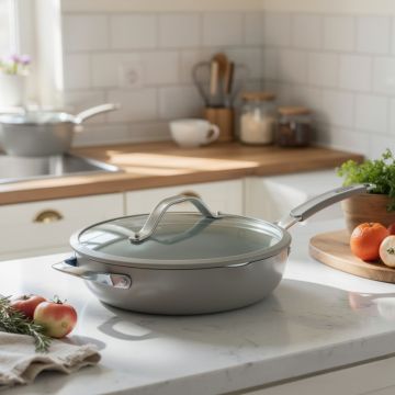 TRAMONTINA - PADELLA MULTIFUNZIONE IN ALLUMINIO CON COPERCHIO BIANCA 4.7LT