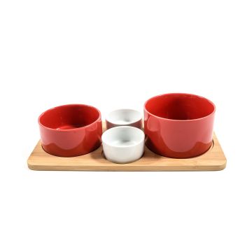 SET APERITIVO IN CERAMICA E BAMBOO 32X16CM