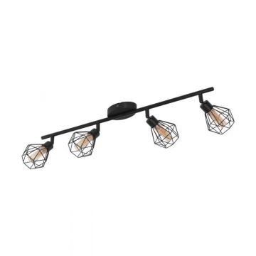 PLAFONIERA 4 LUCI ZAPATA 1 NERO 63,5CM - 4X3W 4X360lm 3000K GU9