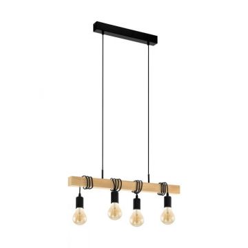 LAMPADARIO 4 LUCI TOWNSHEND NERO/MARRONE 70CM - 4X60W E27