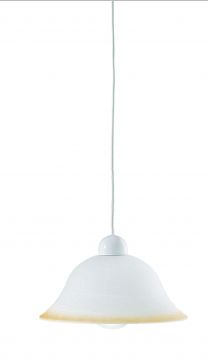 LAMPADARIO ALABASTRO BIANCO CON FASCIA AMBRA D. 30CM - 1XE27 MAX 60W