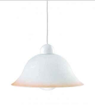 LAMPADARIO ALABASTRO BIANCO CON FASCIA ROSA D. 30CM - 1XE27 MAX 60W