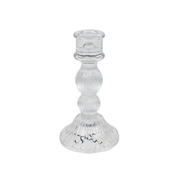 PORTA CANDELA IN VETRO TRASPARENTE 8X15.5CM