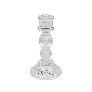 PORTA CANDELA IN VETRO TRASPARENTE 8X20CM