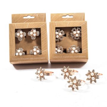 SET 4 PORTATOVAGLIOLI NATALIZI IN METALLO COLOR ARGENTO DIAM. 5CM ASS