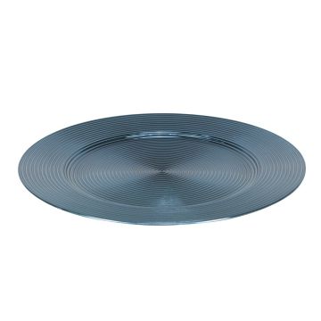 SOTTOPIATTO IN PLASTICA DIAM. 33CM BLU NAVY METALLIZZATO