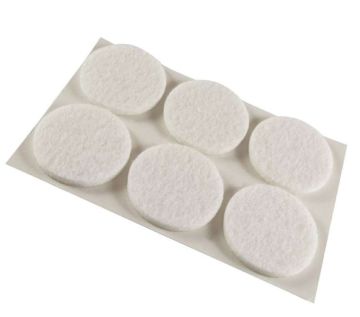 SET 6 FELTRINI ADESIVI BIANCHI DIAM. 28mm