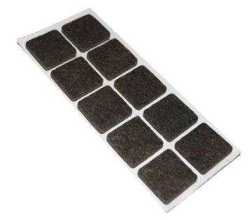 SET 10 FELTRINI ADESIVI QUADRATI MARRONI 20X20mm