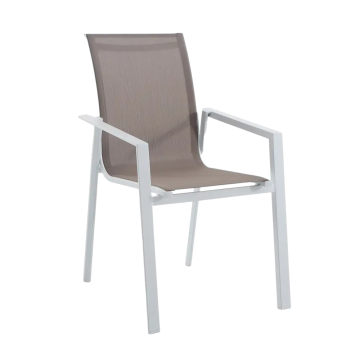 SEDIA MOD. PAVANE ALLUMINIO E TEXTILENE BIANCA/BEIGE
