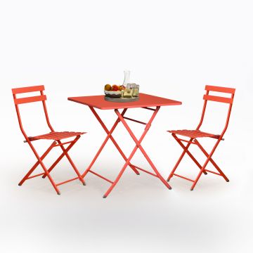 SET BISTRO' TAVOLO E 2 SEDIE PIEGHEVOLE IN METALLO BEGONIA