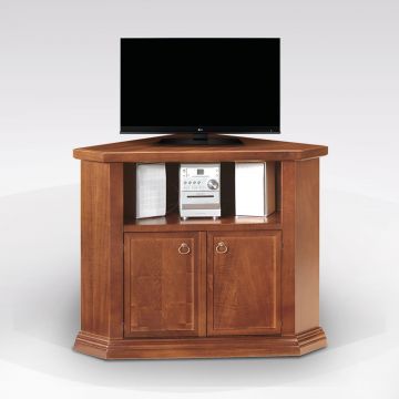 PORTA TV AD ANGOLO IN TINTA NOCE