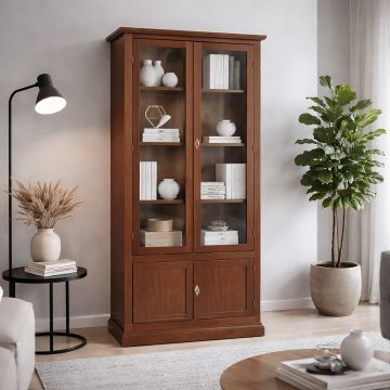 LIBRERIA IN LEGNO MASSELLO 90X41 H. 186CM TINTA NOCE