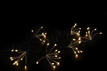 LUCE DI NATALE A CIUFFI MACROLED CON 100 LED BIANCO CALDO 6MT 