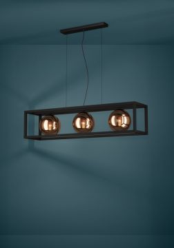 LAMPADARIO CORDOBA NERO E TINTA RAME 100X25 H. 150CM - 3XE27 40W