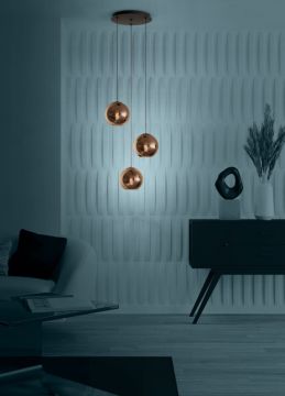 LAMPADARIO CORDOBA NERO/TINTA MIELE 45.5X150CM - 3XE27 40W