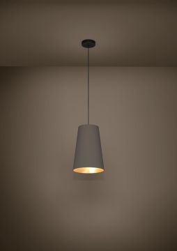 LAMPADARIO PETROSA NERO E CAPPUCCINO/OTTONE 28X150CM - 1XE27 40W