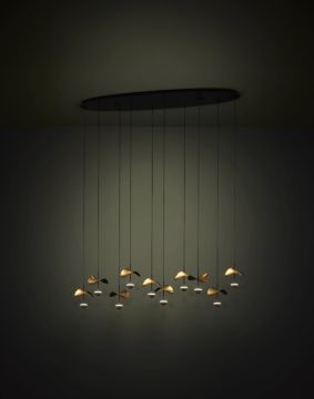 LAMPADARIO A LED DRACERA NERO/NERO E ORO 123X150CM - 10X2.3W 3000K 10X280lm
