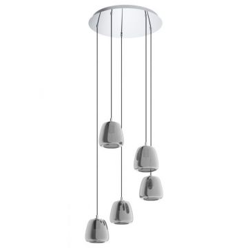 LAMPADARIO 5 LUCI ALBARINO CROMATO D55,5XH150CM - 5X40W E27