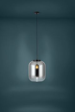 LAMPADARIO 1 LUCE BULCIAGO NERO TRASPARENTE H. 150CM - 1X40W E27