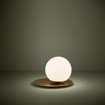 LAMPADA DA TAVOLO ARENALES OTTONE SPAZZOLATO/BIANCO 18X19.5CM - 1XE27 40W