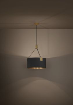 LAMPADARIO TORTOLA 1 OTTONE SPAZZOLATO/NERO E OTTONE 45.2X150CM - 1XE27 40W