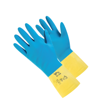 GUANTO FLOCCATO IN LATTICE E CLOROPRENE GIALLO/AZZURRO TG 9/9.5
