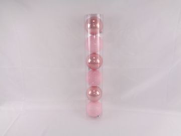 SET 6 PALLINE DI PLASTICA GLITTER/ROSA DIAM. 8CM