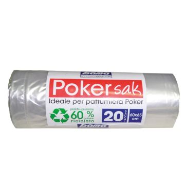 SET 20 SACCHETTI PER PATTUMIERA POKER SAK 30LT 60X65CM  