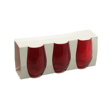 SET 3  BICCHIERI 525ML IN VETRO ROSSO