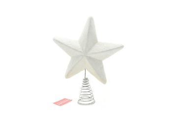 PUNTALE ALBERO 19CM CON GLITTER BIANCO