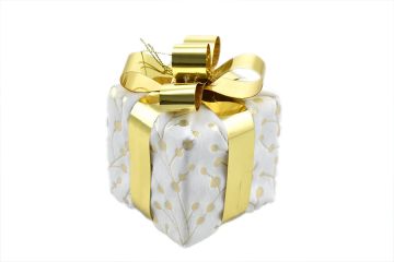 PACCO REGALO BIANCO/ORO 8X8X8CM