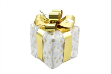 PACCO REGALO BIANCO/ORO 6X6X6CM