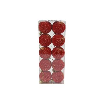 SET 10 SFERE DI PLASTICA DIAM. 6CM RIVESTIMENTO IN VELLUTO ROSSO