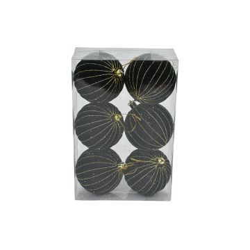 SET 6 SFERE DI PLASTICA DIAM. 8CM RIVESTIMENTO IN VELLUTO VERDE SCURO