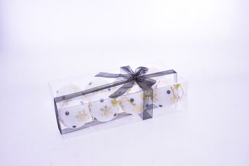 SET 8PZ BOX SFERA 7CM BIANCO/ORO