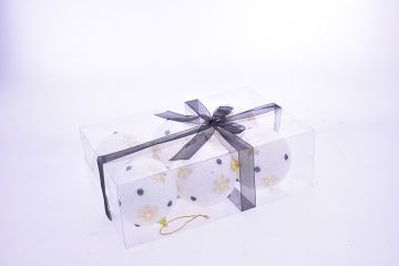 SET 6PZ BOX SFERA 9CM BIANCO/ORO