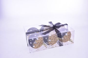 SET 6 PEZZI BOX SFERA 9CM ORO