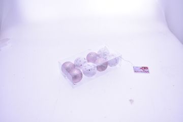 SET 8 PEZZI BOX SFERA 6CM CON STELLA ROSA