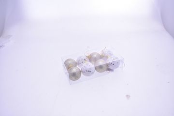 SET 8 PEZZI BOX SFERA 6CM CON STELLA CHAMPAGNE