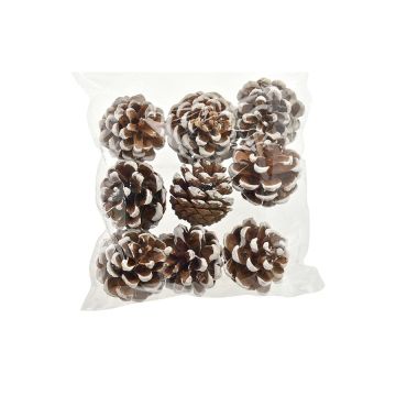SET 9 PIGNE DI PINO ARTIFICIALI COLORE NATURALE E BIANCO