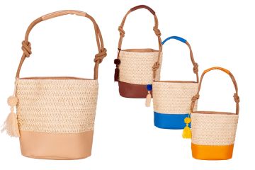 BORSA MARE IN PAGLIA CORDATA H 25CM COLORI ASSORTITI