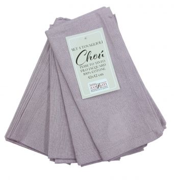 LINEA CHOU - 4 TOVAGLIOLI IN COTONE 42X42 CM ROSA ANTICO 