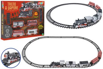 TRENO B/O CON LUCI/SUONI 4 VAGONI 16PZ ROTAIE 110CM