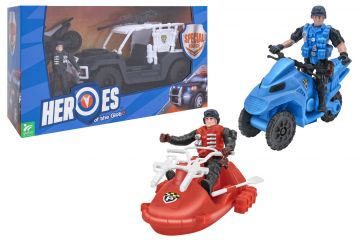 PLAYSET POLICE/SWAT/POMPIERI CON VEICOLI ASSORTITO