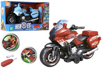 MOTO B/O FRIZIONE POLICE/POMPIERI CON LUCI/SUONI SMONT RIM T-M