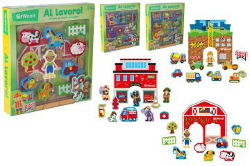 PLAYSET FATTORIA/PMPIERI/CANTIERE IN LEGNO ASSORTITO